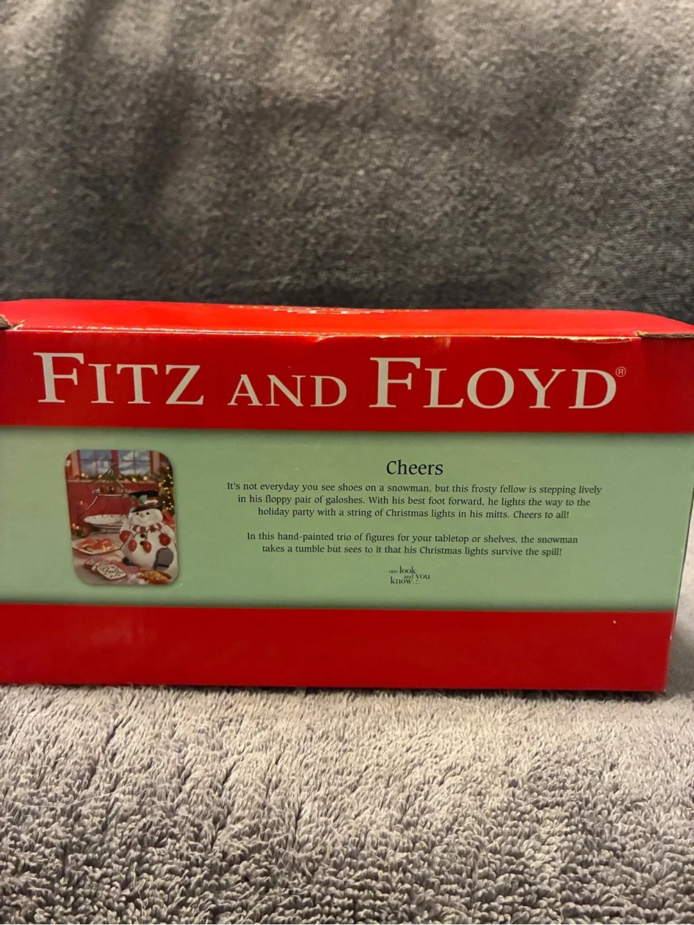 Fitz and Floyd White Snowman Trio with Red and Black Accents